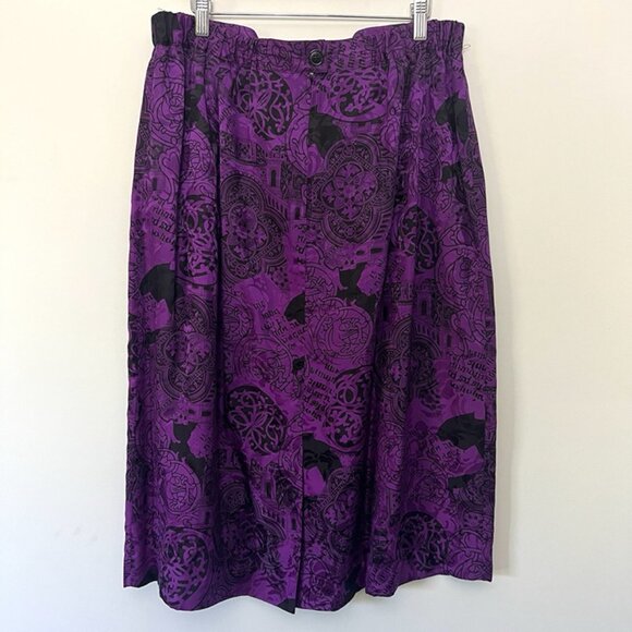 VTG Jones New York Purple Silk Midi Skirt sz 22 Straight Pencil Whimsygoth - Picture 3 of 8